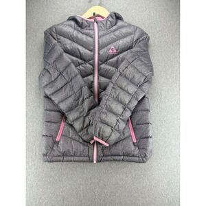 Gerry Girls Gray Heather Puffer Jacket Lightweight Hooded Full Zip Size L 14/16